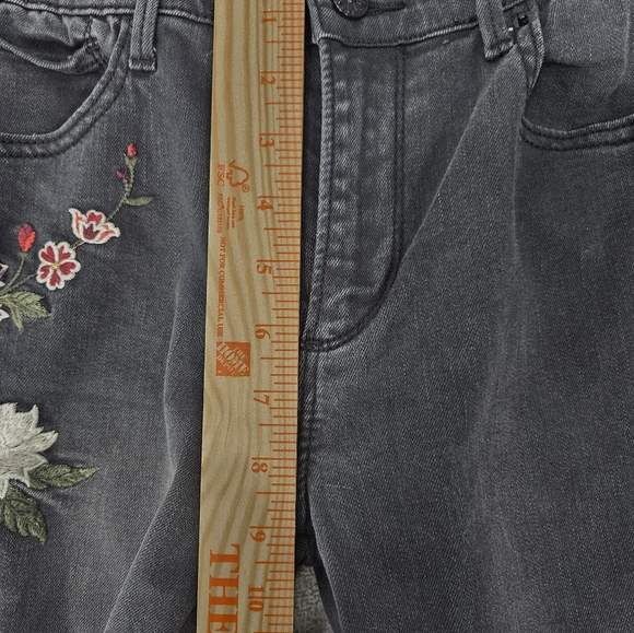 Driftwood Jeans Womens 28 Gray Denim Mid Rise Jackie Skinny Embroidered Boho - Picture 5 of 10